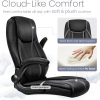 NEO CHAIR Ergonomic Office Desk Gaming Computer Chair Executive High Back Support Flip-up Arms Adjustable Height Swivel Rolling Wheels Comfy PU Leather for Home (Black) - Image 4