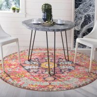 Lahome Bohemian Floral Medallion Round Rug - 4Ft Hot Pink Soft Round Area Rug Bedroom Kitchen Mat, Turkish Washable Indoor Floor Accent Bathroom Carpet for Nursery Living Room Home Office Hallway - Image 9