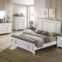 Roundhill Furniture Clelane Wood Bedroom Set with Shiplap Panel King Bed, Dresser, Mirror, Two Nightstands, and Chest in Weathered White and Dark Gray - Image 2