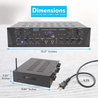 Pyle 500W 4-Channel Karaoke Bluetooth Amplifier - Home Theater Audio Receiver with AUX - FM - RCA Subwoofer Output - USB - Microphone Input with Echo for Wireless Music Streaming - PTA44BT - Image 2