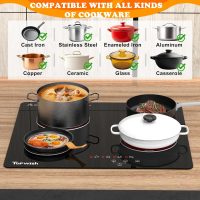 4 Burner Electric Cooktop, TOPWISH 24 Inch, Built-in Electric Stove Top, 220-240v Radiant Cooktop with Child Lock, Touch Control, Residual Heat Indicator, Overheat Protection, Hard Wire (No Plug) - Image 6