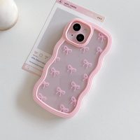 QLTYPRI Bow Case for iPhone 15, Clear Cute Ribbon Bow Phone Case Curly Wavy Aesthetic Phone Case, Slim Soft Transparent Shockproof Protective Cover for Women Girls - Pink - Image 8