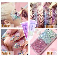 DAGEDA Body Glitter Gel, Face Glitter Body Gel Sequins Shimmer Liquid Eyeshadow, Chunky Glitter for Face Hair Nails, Holographic Cosmetic Laser Powder Festival Glitter Makeup 50ml(White) - Image 6