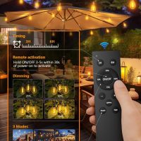 luckystyle 100FT LED Outdoor String Lights with Remote, 35+ 1 Shatterproof Bulbs Waterproof and Dimmable Patio Lights for Porch, Garden, Backyard, Deck, Balcony, 2700K Hanging Lighting - Image 2
