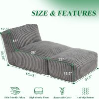 Hobestluk Big Bean Bag Lounger Chairs Large Beanbag Chair for Adults Bean Bag Sofa with Memory Foam Filled for Living Room, Bedroom or Balcony (Stripe Grey) - Image 2