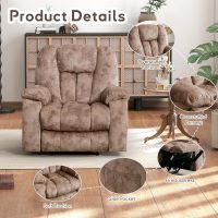 Phoenix Home Manual Recliner Chair for Adults with Massage and Heat, Overstuffed Fabric Reclining Chair, Oversized Recliners with 2 Cup Holders and Side Pockets for Living Room, Bedroom, Brown - Image 5