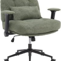 Criss Cross Chair with Adjustable Armrest，Cross Legged Office Chairs with Wheels and Wide Seat Morden Swivel Vanity Chair for Home Office, Green - Image 6