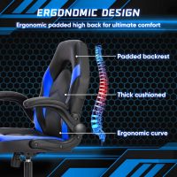 OLIXIS Computer Gaming Chair - PU Leather Ergonomic Lumbar Support with Flip-up Armrest and 360° Swivel Wheels, Height Adjustable Task Home Office Desk Video Racing, Blue - Image 3