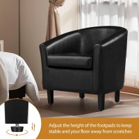 Yaheetech Barrel Chairs Set of 2, Faux Leather Club Armchairs, PU Leather Accent Chairs with Soft Padded Seat for Living Room Bedroom Waiting Reading Room, Black - Image 7