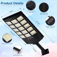 Solar Lights Outdoor Waterproof, 6500K Dusk to Dawn Solar Street Light Motion Sensor with Remote, LED Security Flood Light for Outside Garden Yard Path, Oudoor Parking Lot Lights, 4PACK - Image 7