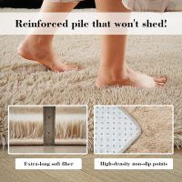 Fluffy Rug Shaggy Area Rug, Beige 2x4 Area Rugs for Bedroom, Small Bedside Rug, Soft Fluffy Shaggy Entryway Throw Rugs for Living Room Bedroom Kids Room Home Decor - Image 4