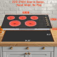 Electric Cooktop 36 Inch - 5 Burner Electric Stove Top with 8400W, 36 Inches Built-in Ceramic Stove with Two Dual Rings, Overheat Indicator, Knob Control, 220V - 240V Hard Wired (No Plug) - Image 7