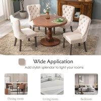 KCC Velvet Dining Chairs Set of 4, Upholstered High-end Tufted Dining Room Chair with Nailhead Back Ring Pull Trim Solid Wood Legs, Nikki Collection Modern Style for Kitchen, Beige - Image 8