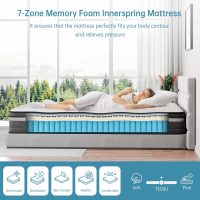 TeQsli Queen Mattress, 12 Inch Queen Size Mattresses in a Box, Gel Memory Foam Hybird Mattress with Individual Pocket Spring, Pressure Relief, Motion Isolation, Fiberglass Free - Image 4