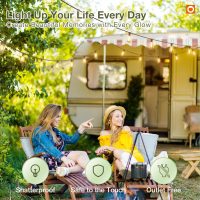 addlon 54(48+6) FT Solar String Lights Waterproof,Patio Lights Solar Powered with Remote & USB Port 15+1 LED Shatterproof Bulbs 3 Light Modes, Dimmable Solar Light for Camping Backyard Garden - Image 8