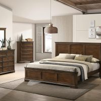Roundhill Furniture Maderne Traditional Wood Panel Bed with Dresser, Mirror, Two Nightstands, Chest, King, Antique Walnut Finish - Image 2