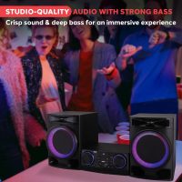 Pyle Compact Hi-Fi Stereo System - Bluetooth, MP3/DVD/CD Playback, Dual USB Recording, FM Radio, 160W Digital Amplifier, Remote Control & Subwoofer - Black - Image 4