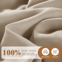 SONORO KATE 100% French Linen Fitted Sheet (1 Piece) - Stone Washed Natural Linen Mattress Cover, 16 Inch Deep Pocket, Ultra Soft, Breathable, Durable for Hot Sleepers (Natural Linen,King) - Image 2