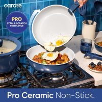 CAROTE 27pcs Ceramic Cookware Set Nonstick, Pots and Pans Set Non stick, Non Toxic Cookware, Dishwasher/Oven Safe, RV/Camping Cookware Set, Pan and Pot with Kitchen Utensils, Navy Blue - Image 3