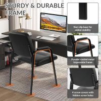 Waiting Room Chairs No Wheels Set of 4, Leather Stationary Office Reception Guest Chair with Padded Arms for Elderly Desk Conference Room Lobby Table Side Salon - Image 6