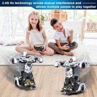 FDJ Remote Control Car - Transform Toys Car Robot, One Button Deformation to Robot with Flashing Light, 2.4Ghz 1:18 Scale Transforming Police Car Kids Toys with 360 Degree Rotating, Girls Boys Toys - Image 6