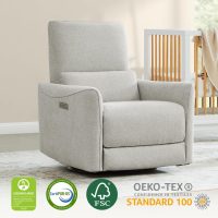 CHITA Power Recliner Chair Swivel Glider, FSC Certified Fabric Living Room Nursery Reclining Sofa Chair with Lumbar Support, Dove Grey - Image 4