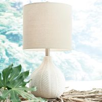 Signature Design by Ashley Rainermen 20" Modern Herringbone Ceramic Table Lamp, Off White - Image 2
