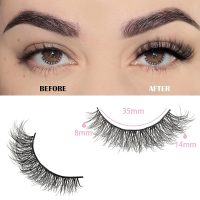 FARRED Natural Lashes Short Eyelashes Wispy False Mink Lash Pack 14 Pair Natural Look Fluffy Cat Eye Strip Eyelash Small Fake Lashes Full Pestañas Sets for MUA and Beginners Daily Makeup (F1 | 8-14mm) - Image 2