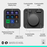 Logitech MX Creative Console, 9 Customizable LCD Keys, Stream Deck Accessories, Control Dial for Graphic Design, Adobe, Zoom, Spotify - Graphite, 3-Month Adobe Creative Cloud Membership - Image 7