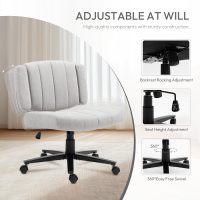 Criss Cross Chair with Wheels, High Back Adjustable Wide Armrest Office Chair, Anti-Grip Fabric Comfort Cushion Modern Style Swivel Computer Task Chairs for Home Vanity Desk Office (Grey) - Image 7
