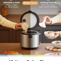 COMFEE' Compact Rice Cooker, 6-in-1 Stainless Steel Multi Cooker, Slow Cooker, Steamer, Saute, and Warmer, 2 QT, 8 Cups Cooked(4 Cups Uncooked), Brown Rice, Quinoa and Oatmeal, 6 One-Touch Programs - Image 3