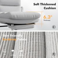 Criss Cross Chair with Wheels & Flip-up Arms, Executive Office Chair with Foot Rest, Swivel Cross Legged Office Chair, Corduroy Fabric Comfy Computer Desk Chair, Vanity Chair for Home, Grey - Image 6