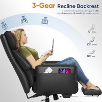 GABRYLLY Ergonomic Chair with Footrest – Wide Cross Legged Chair with Reversible Armrests, 120°Tilt, Lumbar Support,Heavy-Duty Base, Big and Tall Executive Chair Plus, Black, GY82766 - Image 5