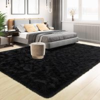 Tepook Super Soft Fluffy Rug for Bedroom, Modern Shaggy Rug Fuzzy Kids Rug for Living Room, Plush Indoor Nursery Home Decor Rug with Non-Slip Bottom, Black, 4 X 6 Feet - Image 2