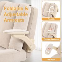 Criss Cross Chair with Arms, Plus Size Cross Legged Desk Chair with Flexible Back Cushion, Adjustable Arm Rest, Extra Wide Seat, 350lbs Fabric Home Office Chair with Castors and Bell Glides - Image 4