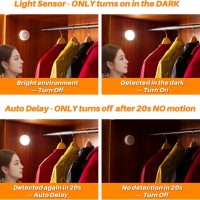 STAR-SPANGLED 6 Pack 2.8” Motion Sensor Lights Indoor AAA Battery Operated, Stick on LED Puck Light for Stairs, Under Cabinet, Closet, Cool White - Image 3