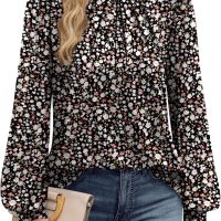 WIHOLL Long Sleeve Shirts for Women Mock Neck Tops Pleated Front Blouses Dressy Casual Fall Clothes 2025 Fashion - Image 3