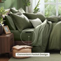 Monbix Full Size Comforter Set, Olive Green Bedding Comforter for Full Size Bed Set Reversible, Bedding Sets Full 7 Pieces, Cationic Dyeing Bed in a Bag with Comforter, Sheets, Pillowcases & Shams - Image 4