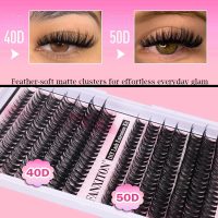 FANXITON DIY Lash Extension Kit Volume Lash Clusters 40D+50D D Curvature Individual Lashes Lash Clusters Kit Thick Eyelash Extension Kit 280 pcs Thin Band Cluster Lashes Lash Bond and Seal Tweezers - Image 3