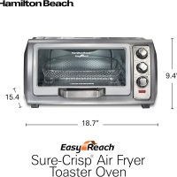 Hamilton Beach Air Fryer Toaster Oven Combo with Large Capacity, Fits 6 Slices or 12” Pizza, 4 Cooking Functions for Convection, Bake, Broil, Roll-Top Door, Easy Reach Sure-Crisp, Stainless Steel - Image 8