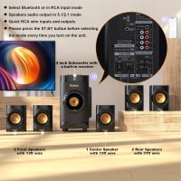 Small Subwoofer Home Theater for TV Surround System 5 Wired Speakers Amplifier 4 inch Woofer Built-in Receiver Support HDMI ARC Optical Bluetooth Input for Projector - Image 8