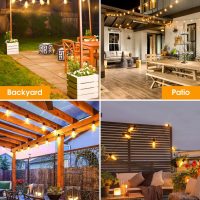 25FT Outdoor String Lights, Patio Lights with 10+1 LED Dimmable Waterproof Shatterproof ST38 Retro Edison 2700K Bulbs for Balcony Yard, Black - Image 7