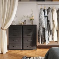 AODK Dresser for Bedroom with 4 Storage Drawers, Small Dressers Chest of Drawers Fabric Dresser with Sturdy Steel Frame, Black - Image 5