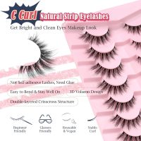 Lashes Natural Cat Eye Lashes Wispy Eyelashes 15mm False Eyelashes Wispy Lashes 3D Volume Strip Eyelashes Thin Cotton Band Soft Fake Eyelashes False Lashes Pack 7 Pairs Siligli - Image 3