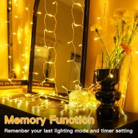 Ollny Curtain Lights 6.6x6.6ft, 200 LED String Lights with Remote 8 Modes Dimmable Timer, USB Power Fairy Light for Bedroom Backdrop Indoor Wall Window Wedding Decor, Warm White - Image 8