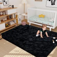 Black Rugs for Living Room Fluffy 4x6 ft Bedroom Rug Non-Slip Area Rugs Shag Carpet for Nursery Kids PlayRoom Dorm Office Indoor Modern Plush Carpets Boys - Image 3