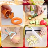 RISICULIS 11 Pieces Wooden Kids Kitchen Knife, Kids Kitchen Set Include Wood Knife, Serrated Edges Plastic Toddler Knife, Crinkle Cutter, Sandwich Cutter, Y Peeler, Cutting Board - Image 4