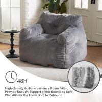 Hobestluk Bean Bag Chair for Adult Small Bean Bag Chairs with Arms Furry Beanbag Chair with Foam Filler Stuffed Bean Bag Sofa for Reading in Bedroom Living Room and Dorms(Grey) - Image 7