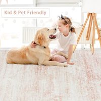 Washable Rugs 5x7 Area Rugs for Living Room,Bedroom,Dining Room- Ultra Soft Faux Wool Nursery Rug for Baby Girl,Neutral Light Pink Low Pile Vintage Carpets for Dorm Kids Playroom,Non Slip - Image 6