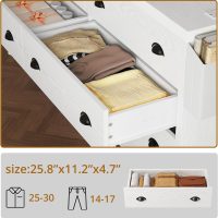 LIKIMIO Dresser for Bedroom 6 Drawer with Charging Station, TV Stand Storage Chest of Drawers for Living Room Hallway Entryway, MDF Board, 59 Inches White - Image 4